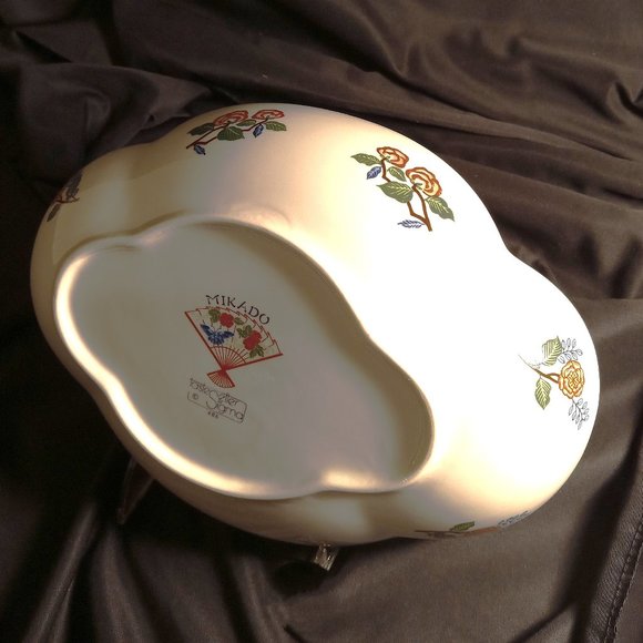 RARE FIND MIKADO UNIQUE OVAL BOWL BY TASTER SELLER SIGMA WITH BLUE BIRDS & PALMS - Picture 4 of 7